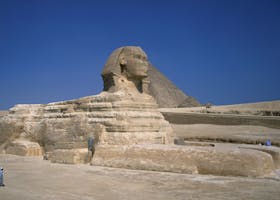 Iconic Great Sphinx of Giza in Egypt stands majestically, an essential piece of ancient history.
